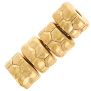 5mm 304L stainless steel Worked rondelle beads - Gold x4