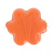 17mm glass flower bead - Marbled Orange x1