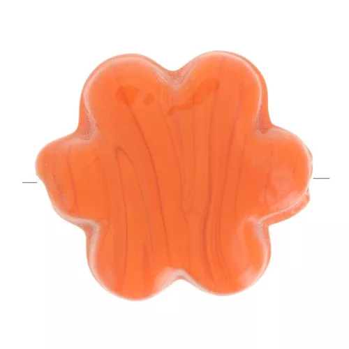17mm glass flower bead - Marbled Orange x1