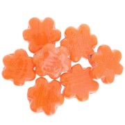 17mm glass flower bead - Marbled Orange x1