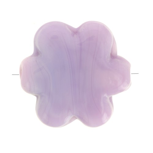 17mm glass flower bead - Marbled Lilac x1