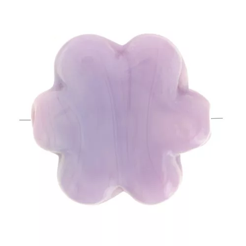 17mm glass flower bead - Marbled Lilac x1