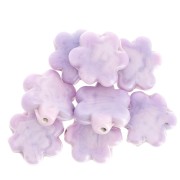 17mm glass flower bead - Marbled Lilac x1