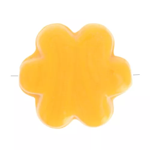 17mm glass flower bead - Marbled Yellow x1