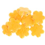 17mm glass flower bead - Marbled Yellow x1