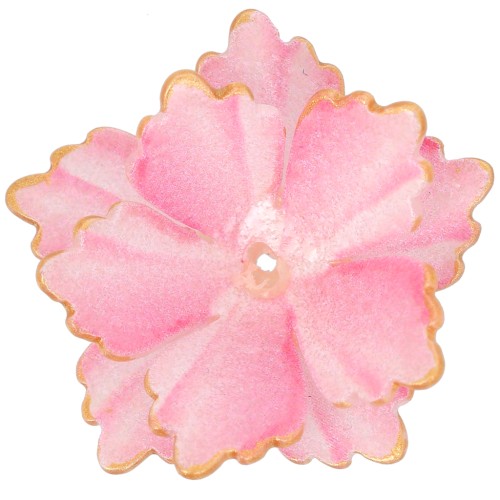 27mm Double Petal Flower Pendant with gold border in Acrylic - Pink x1