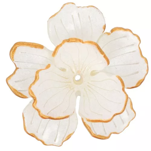 29mm Double Petal Flower Pendant with Acrylic Gold Trim - White x1