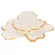 29mm Double Petal Flower Pendant with Acrylic Gold Trim - White x1