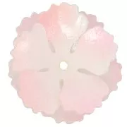 27mm Double Petal Flower Pendant - Pink Pearl x1
