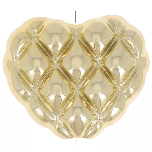 17x20mm Heart bead braided effect in CCB metallic acrylic - Gold x1