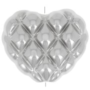 17x20mm Heart bead braided effect in CCB metallic acrylic - Silver x1