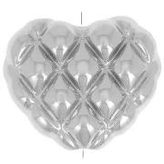 17x20mm Heart bead braided effect in CCB metallic acrylic - Silver x1