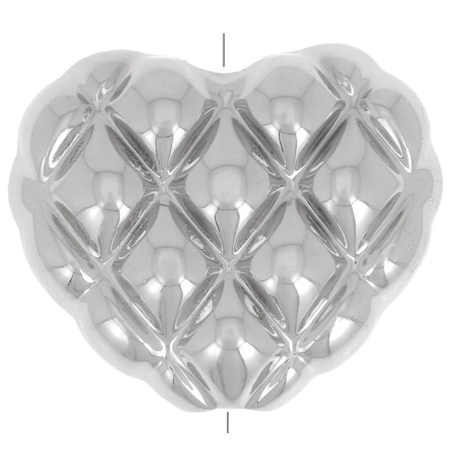 17x20mm Heart bead braided effect in CCB metallic acrylic - Silver x1