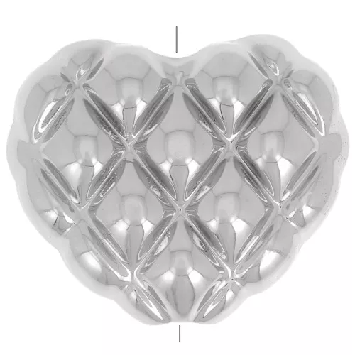 17x20mm Heart bead braided effect in CCB metallic acrylic - Silver x1