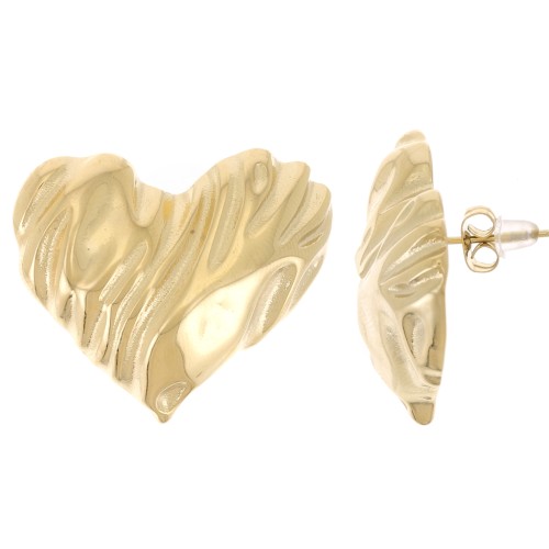 29x33mm 304L stainless steel Heart earrings - Gold x2