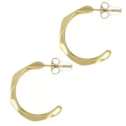 23mm 304L Gold stainless steel Textured hoop earrings - Gold x2