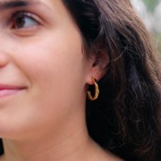 23mm 304L Gold stainless steel Textured hoop earrings - Gold x2