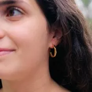 23mm 304L Gold stainless steel Textured hoop earrings - Gold x2