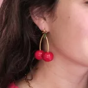 15x18mm Round irregular beads - Cherry - resin - Dark red x4