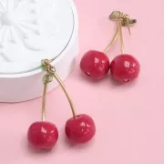 15x18mm Round irregular beads - Cherry - resin - Dark red x4