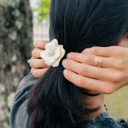 48mm opaque resin Flower pendant - Ecru x1