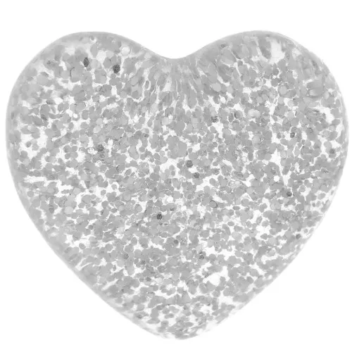 14x16mm heart Cabochon in transparent resin - Silver glitter x1
