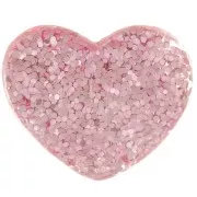 14x16mm heart Cabochon in transparent resin - Pink glitter x1