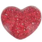 14x16mm heart Cabochon in transparent resin - Red glitter x1