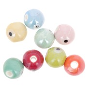 Round ceramic eye beads - 10 mm - Multicolor x 29cm|raw }}