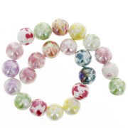14mm Round spotted ceramic beads - Multicolored x 30cm|raw }}