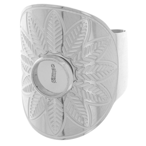 316L stainless steel Ethnic adjustable wide ring for 6mm cabochon - S. 52 to 58 x1