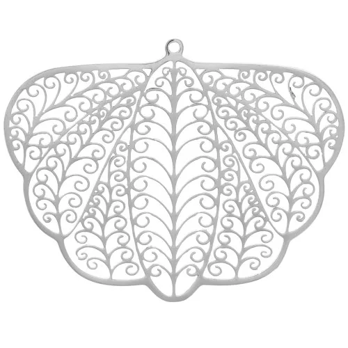 32x41mm Stainless steel 316L Butterfly effect filigree pendants x2