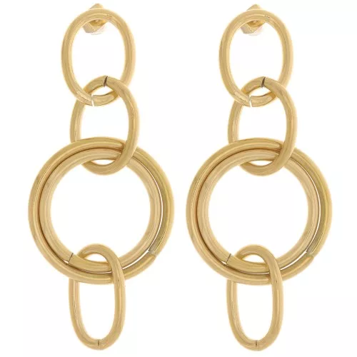 60x25mm 304L stainless steel Multi-hoop pendant earrings - Gold x2