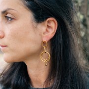 60x25mm 304L stainless steel Multi-hoop pendant earrings - Gold x2