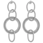 60x25mm 304L stainless steel Multi-hoop pendant earrings x2
