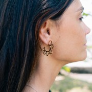 32mm 316L stainless steel Hammered open hoop earrings - Gold x2