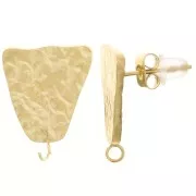 17x13mm 316L stainless steel Hammered trapezoidal earstuds - Gold x2