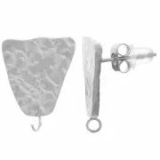 Hammered trapezoidal earstuds 17x13 mm - 316L stainless steel x2