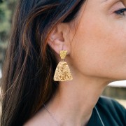 Hammered trapezoidal earstuds 17x13 mm - 316L stainless steel x2