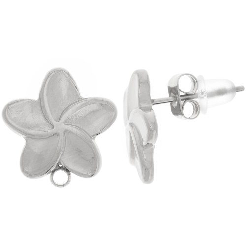 13mm 304L stainless steel Flower earstuds x2