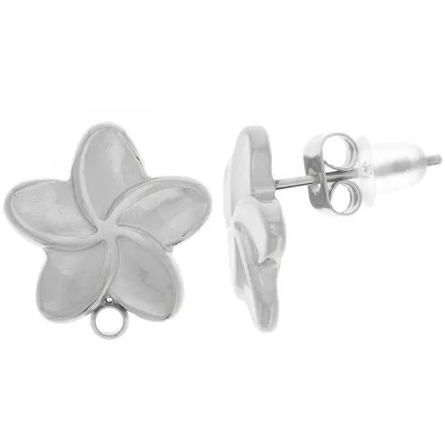 13mm 304L stainless steel Flower earstuds x2