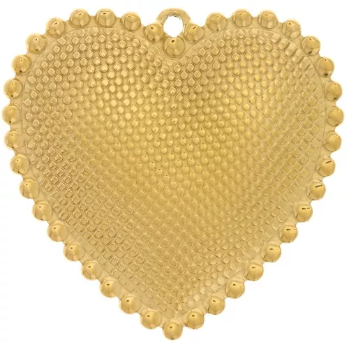 31x32mm 304L stainless steel Pendants with worked hearts - Gold x2