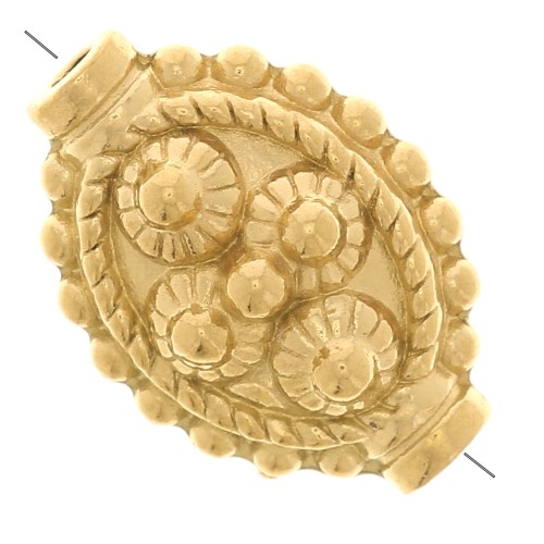 10x14mm St. steel 316L Worked ethnic oval bead - Gold x1