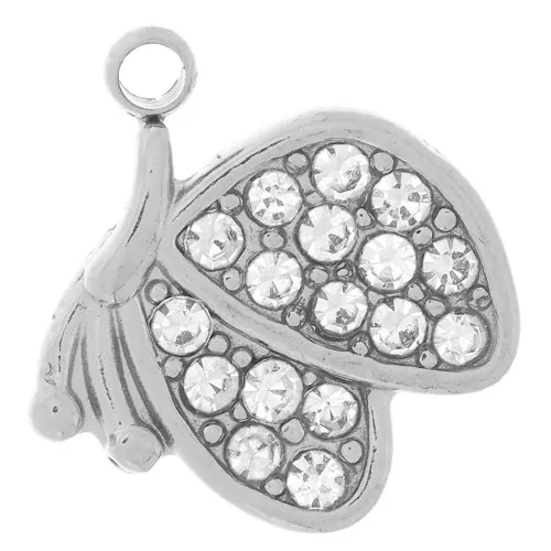 9x10mm 304L stainless steel Butterfly charm - Zirconium oxides x1