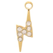 11x4mm 304L stainless steel Flash charm - zirconium oxides - Gold x1