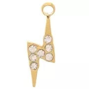 11x4mm 304L stainless steel Flash charm - zirconium oxides - Gold x1