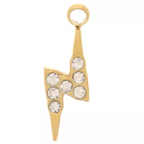 11x4mm 304L stainless steel Flash charm - zirconium oxides - Gold x1