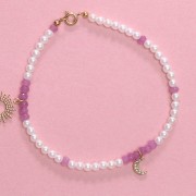 10x6mm 304L stainless steel moon charm - Zirconium oxides - Gold x1