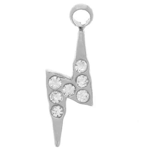 11x4mm 304L stainless steel Flash charm - zirconium oxides x1