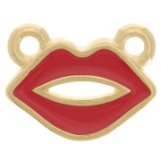10x13mm Mouth spacer with epoxy resin - Fine Gold-plated - Red x1|raw }}